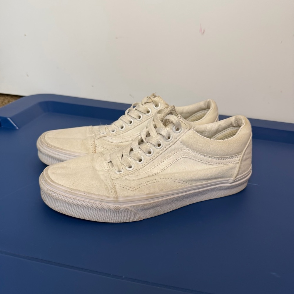 Vans Old Skool Canvas Sneakers Women’s 8 Men’s 6.5 White Shoes Skater Low Top